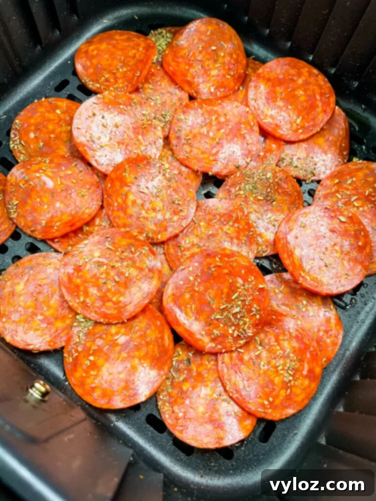 pepperoni chips in an air fryer