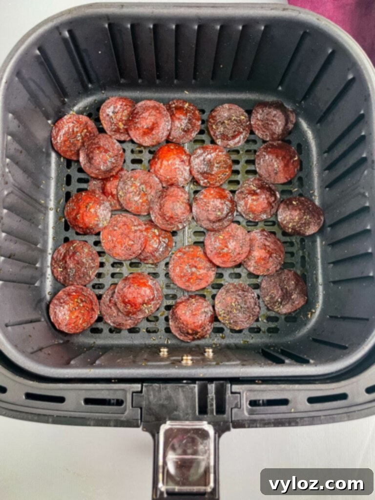 pepperoni chips in an air fryer