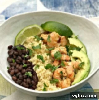 Cilantro Lime Shrimp Quinoa Bowl, a healthy and flavorful dish