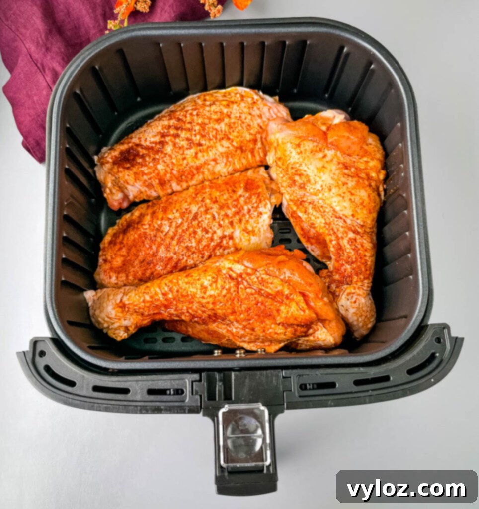 raw turkey wings in an air fryer