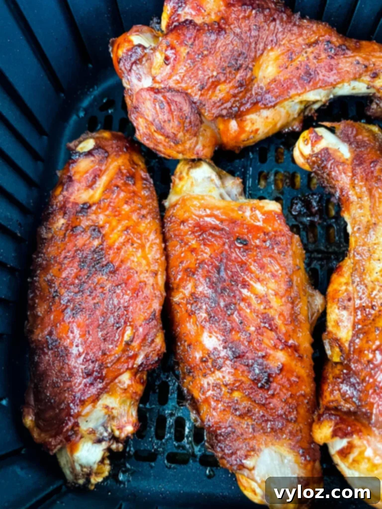 cooked turkey wings in an air fryer