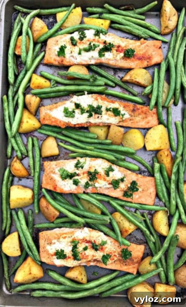 sheet pan garlic herb goat cheese stuffed salmon