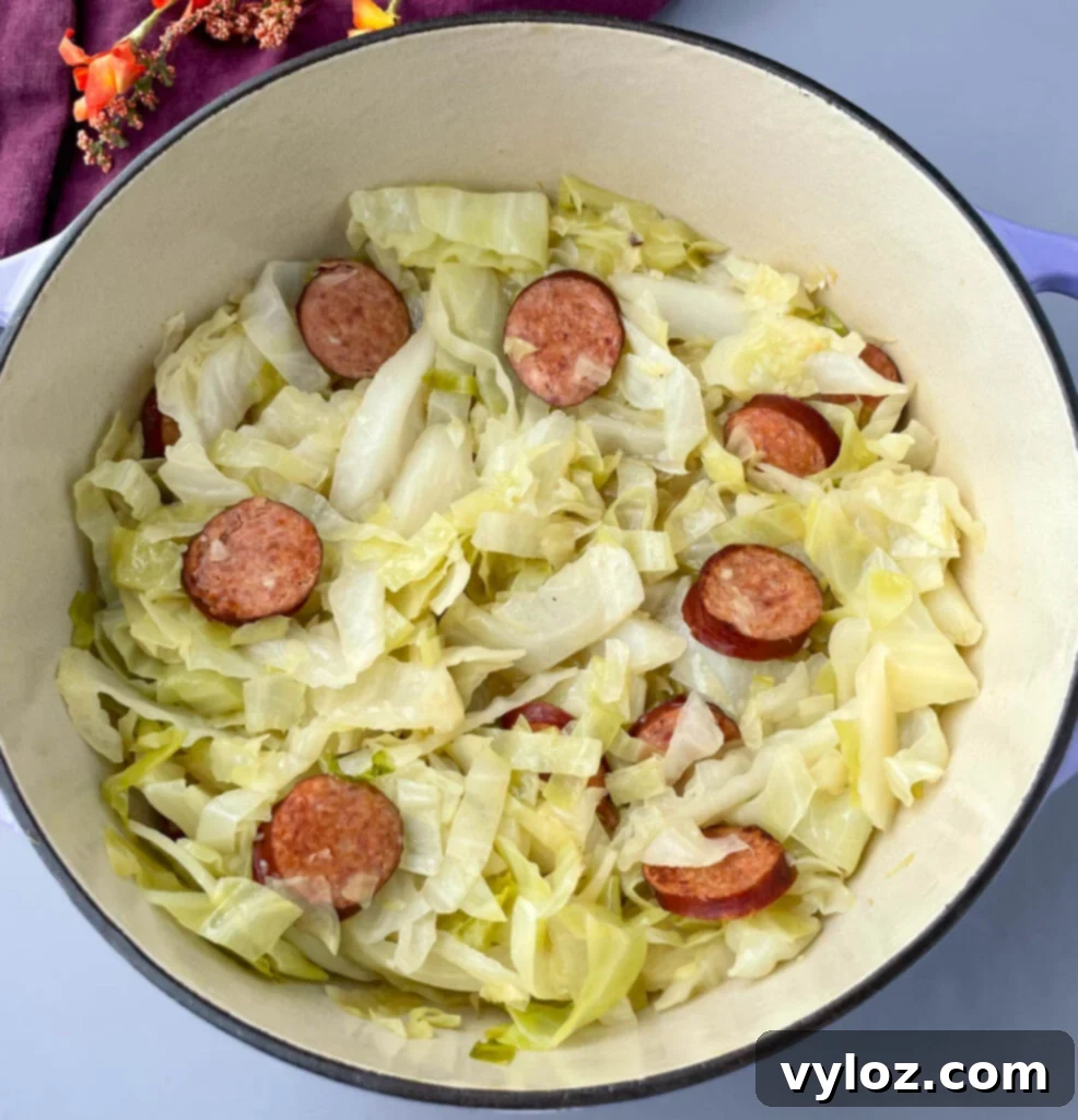 southern soul food cooked cabbage in a large pot