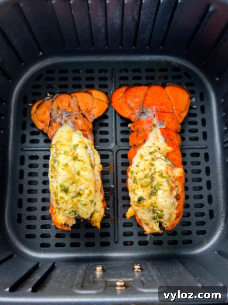 Perfect Air Fryer Lobster Tails 10 cooked lobster tails in an air fryer