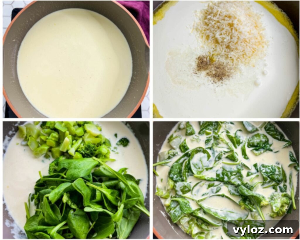 Creamy lemon garlic chicken cream sauce bubbling gently in a skillet, ready for pasta.