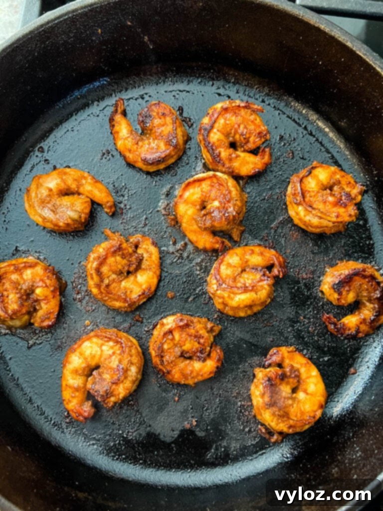 Effortless Caribbean Shrimp 11 jerk shrimp in skillet