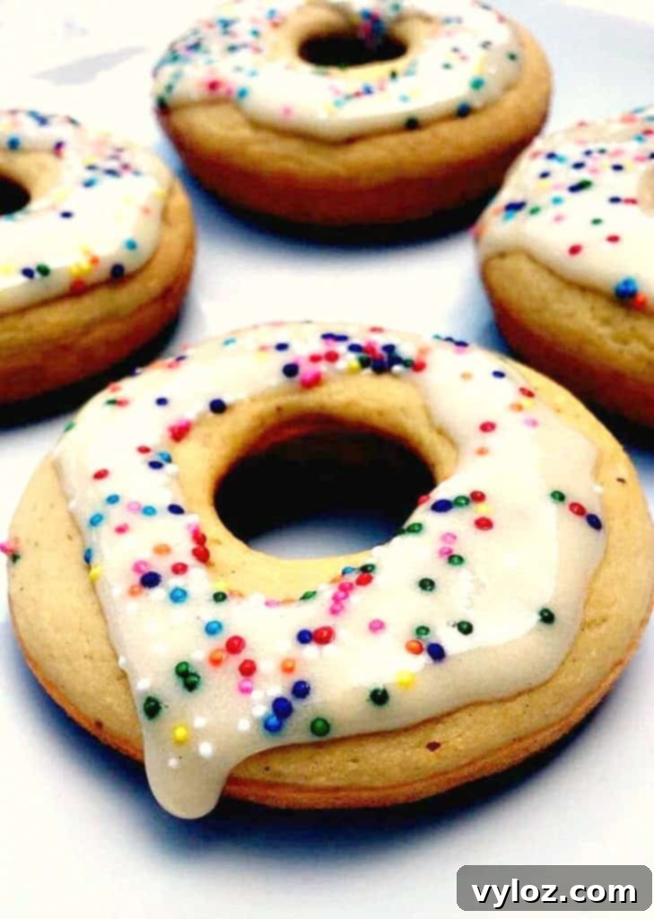 protein donut with frosting and sprinkles on a white plate