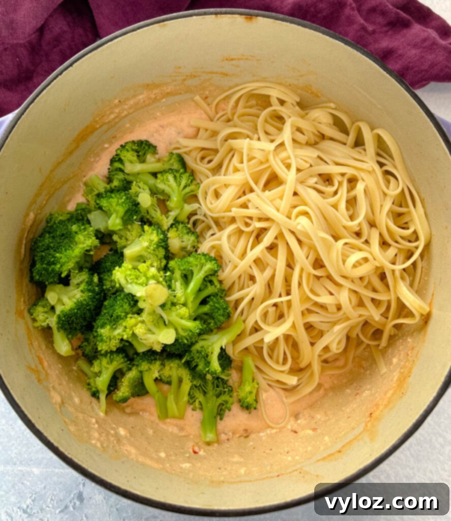 bang bang shrimp pasta in a Dutch oven