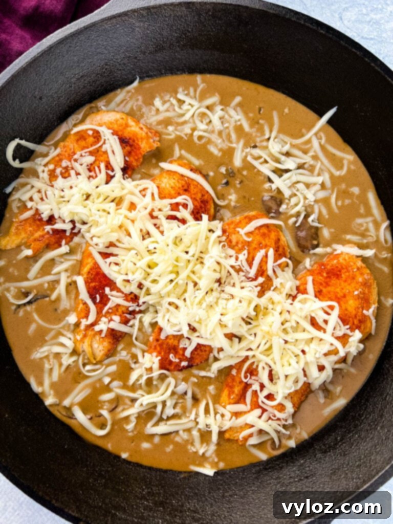 Cheesecake factory copycat chicken Madeira in a skillet