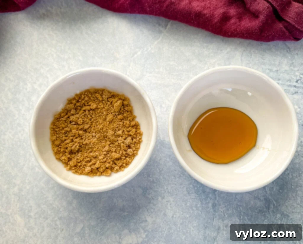 Ultimate Traeger Smoked Bacon 4 brown sugar and maple syrup in small white bowls