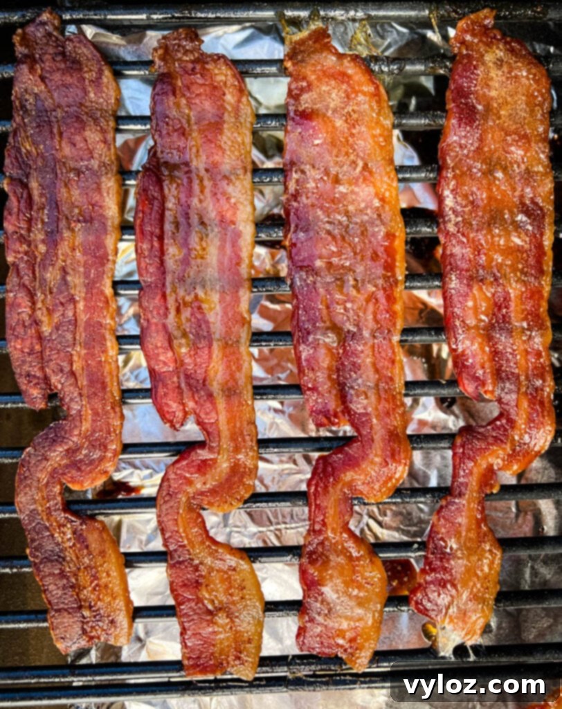 Ultimate Traeger Smoked Bacon 10 cooked bacon on a Traeger smoker