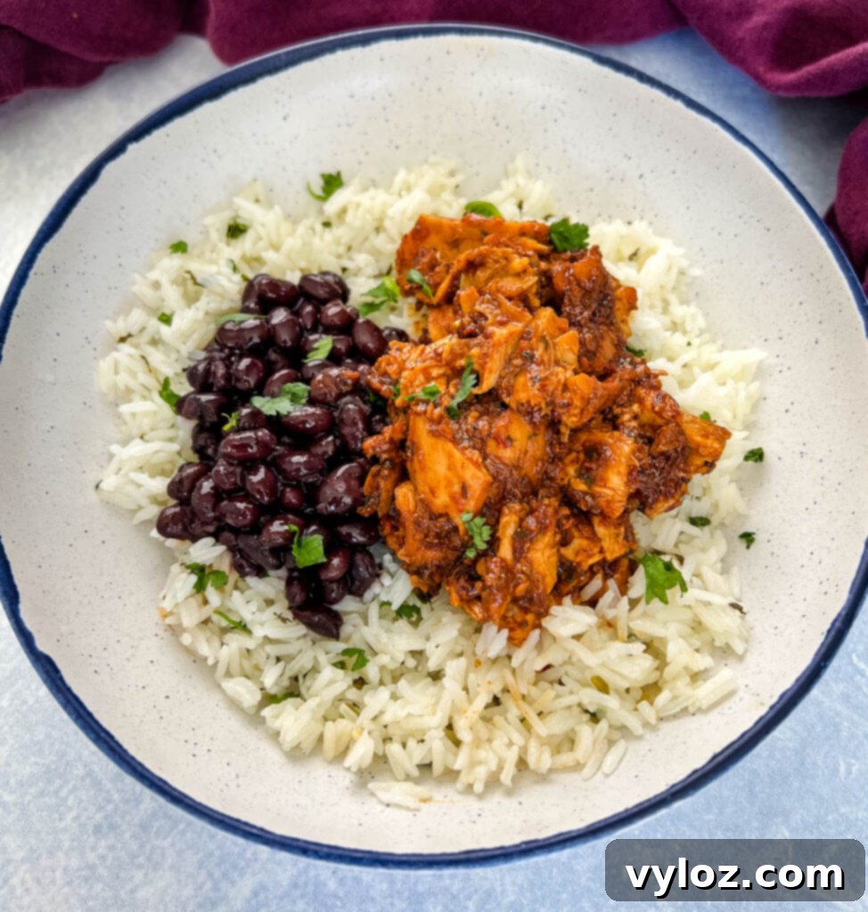 Chipotle pollo asado bowl with cilantro lime rice in a bowl
