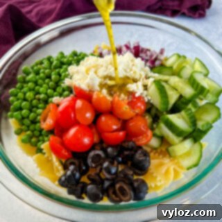 salad with Italian Vinaigrette dressing drizzled over a salad