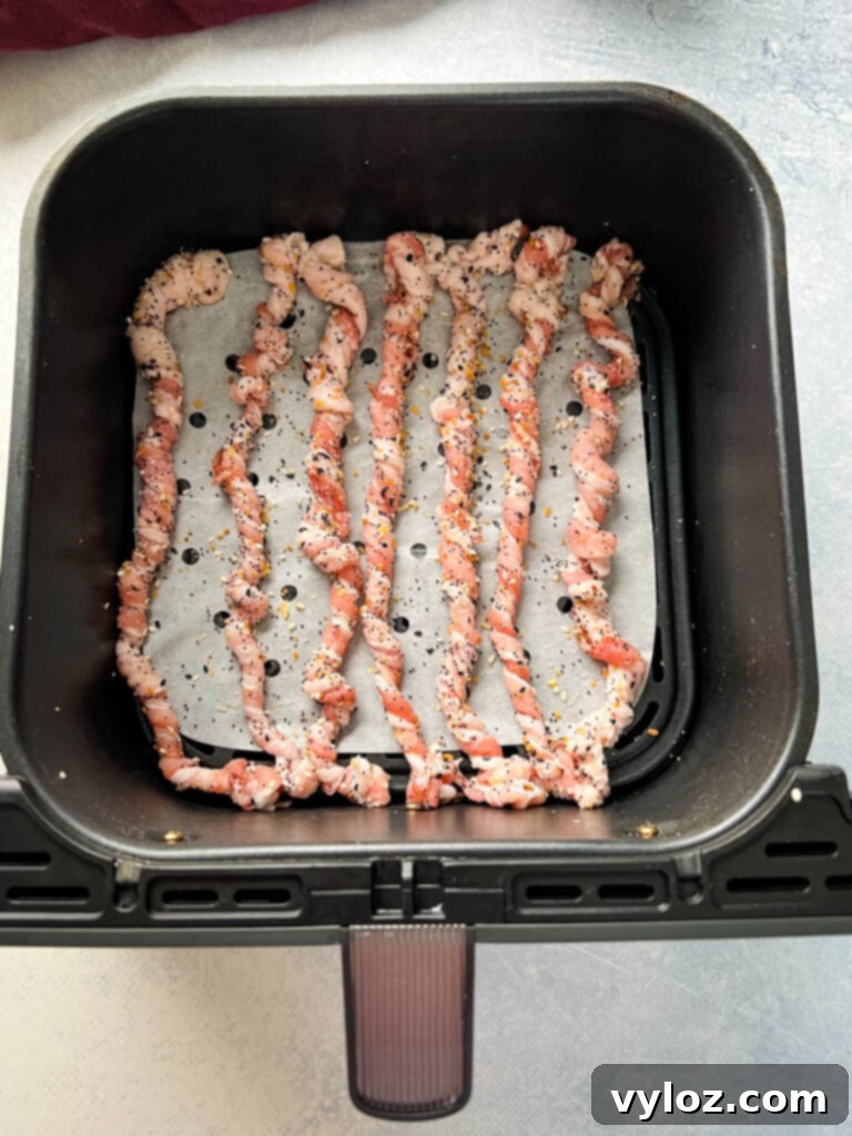 twisted bacon in the air fryer