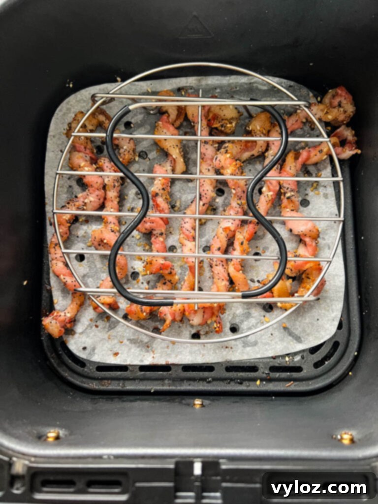 twisted bacon in the air fryer