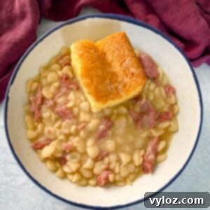 Southern butter lima beans in a bowl with cornbread