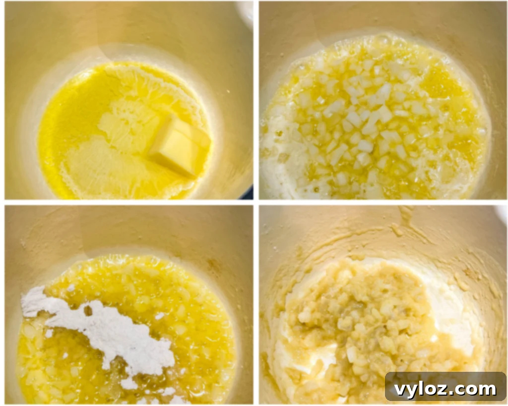 Savory Smothered Chicken Wings 6 collage of 4 photos with butter and flour in a pan to make gravy