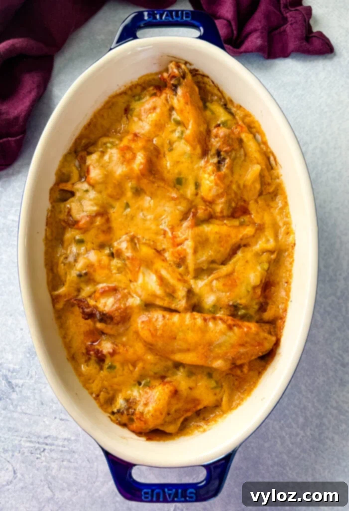 Savory Smothered Chicken Wings 10 smothered chicken wings in a baking dish