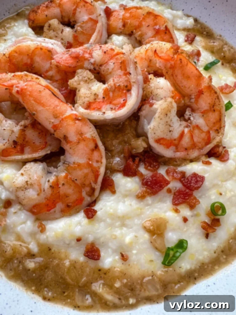 Cajun shrimp and grits in a bowl