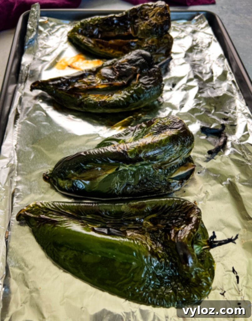 roasted poblano peppers in foil