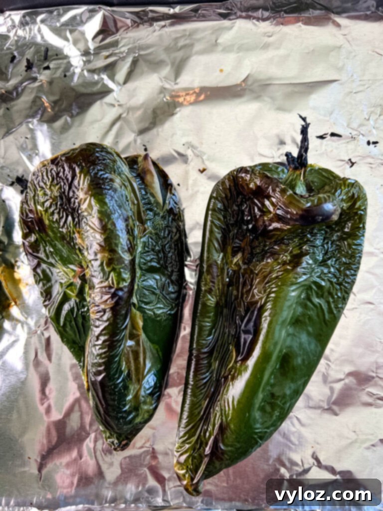 roasted poblano peppers in foil