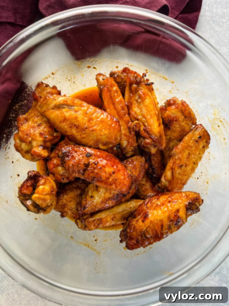 Fiery Honey Glazed Wings 9 honey hot wings in a glass bowl