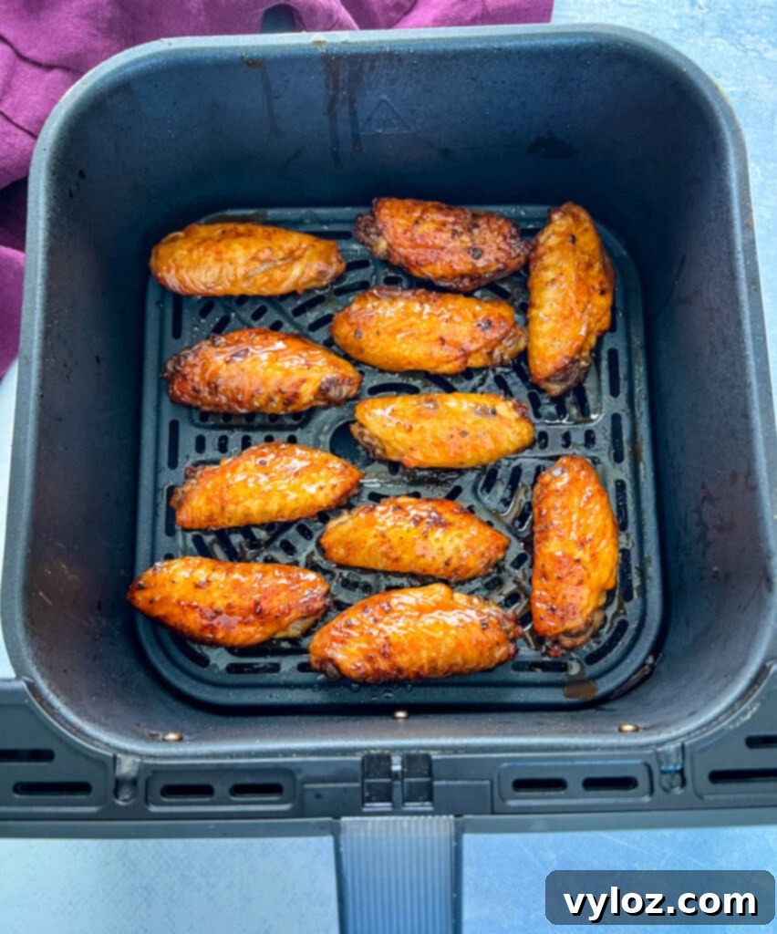Fiery Honey Glazed Wings 10 honey hot wings in an air fryer