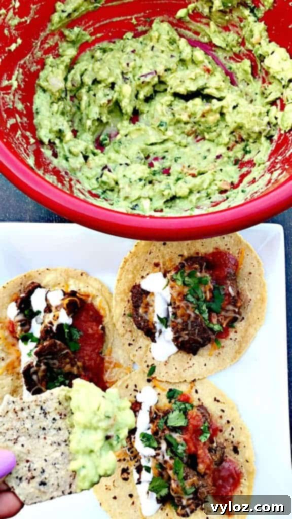 10-Minute Instant Pot Carne Asada Tacos 9 Instant Pot 10-Minute Steak Tacos (Carne Asada) served with homemade guacamole and quinoa black bean chips