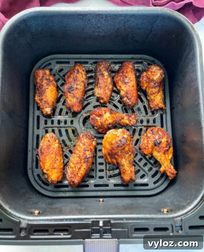 Cajun chicken wings in an air fryer