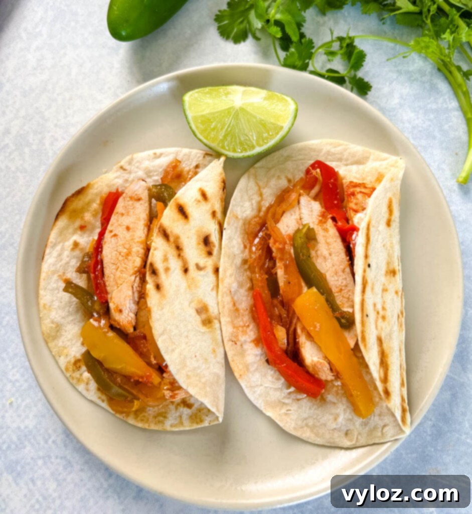 slow cooker Crockpot chicken fajitas on a plate