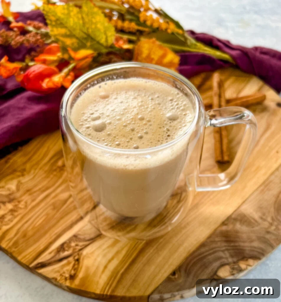 sugar free pumpkin spice latte in a clear mug