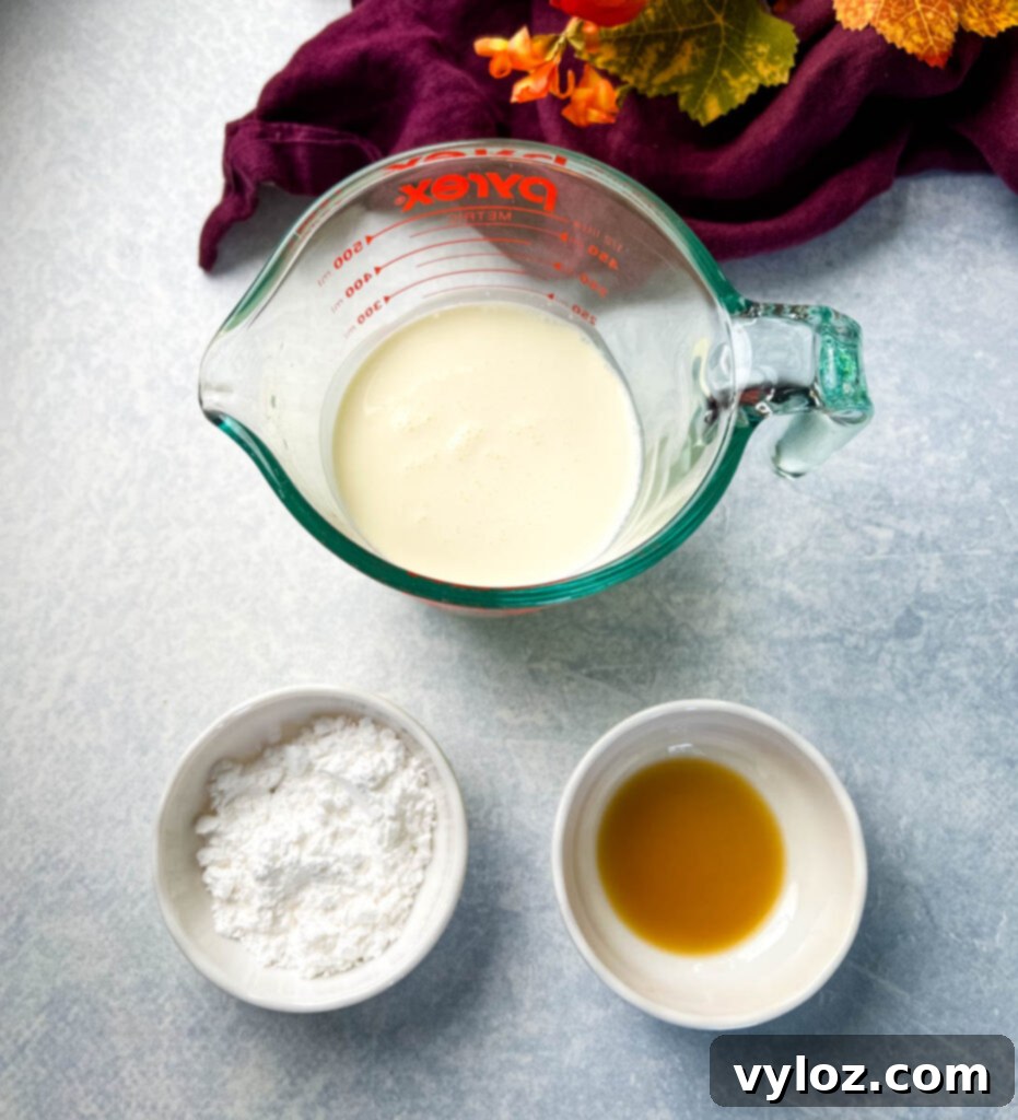 Zero Sugar Whipped Cream 3 Heavy whipping cream, powdered sweetener, and vanilla extract are the key ingredients for sugar free whipped cream