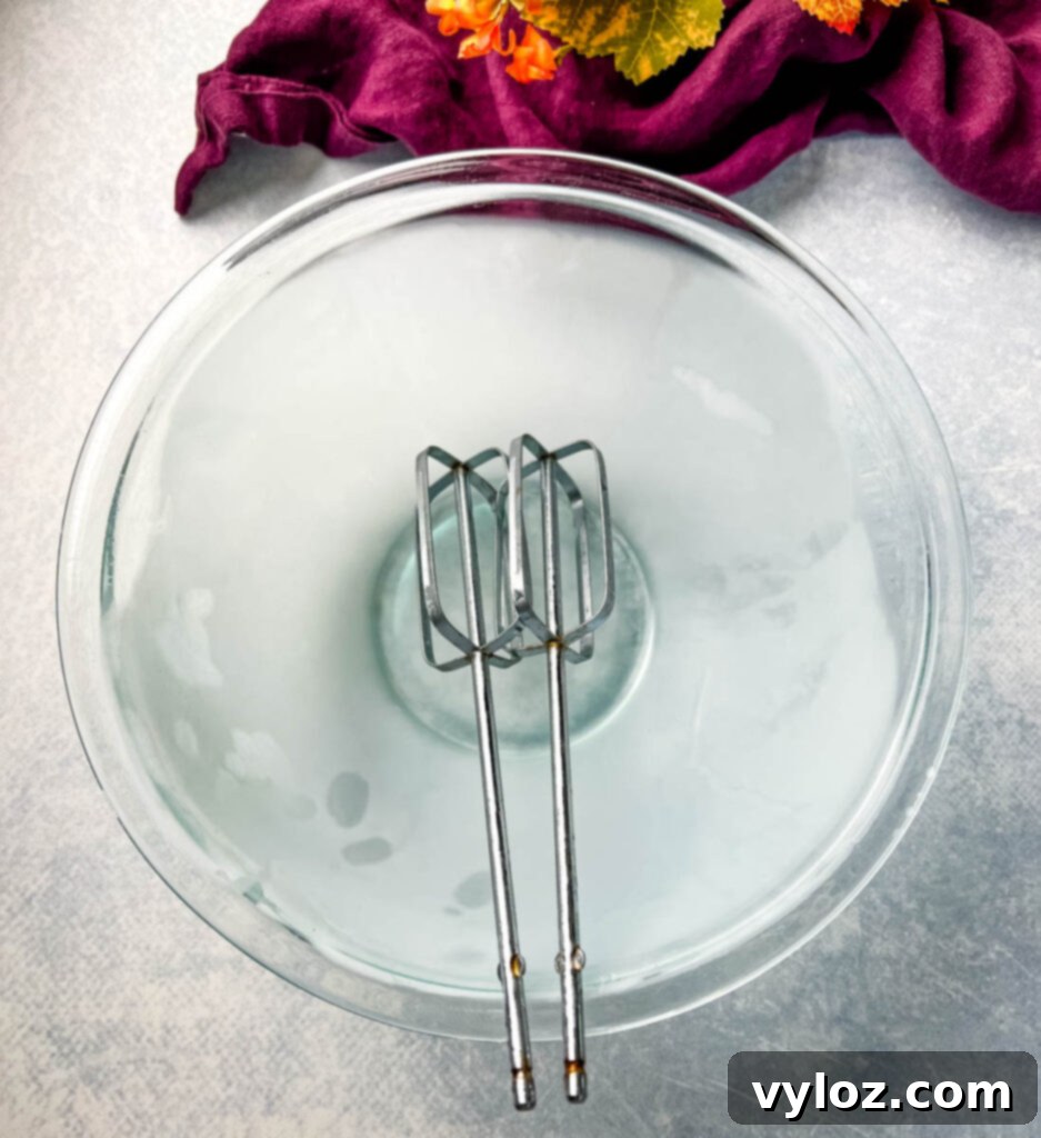 Zero Sugar Whipped Cream 4 Glass mixing bowl and beaters chilling in the freezer, ready for sugar free whipped cream preparation