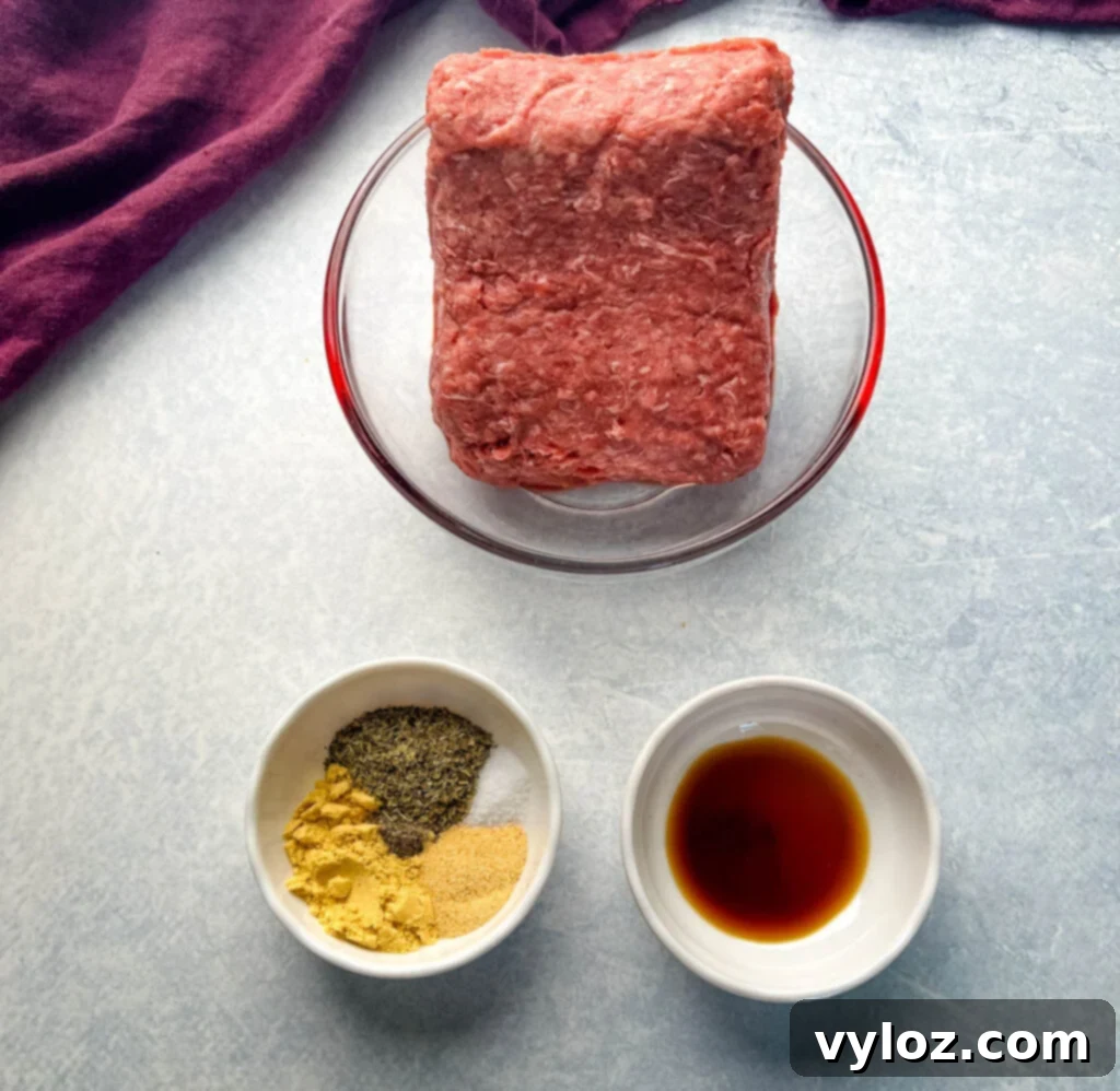 Hearty Slow Cooker Cheeseburger & Potato Soup 3 raw ground beef, spices, and worcestershire sauce