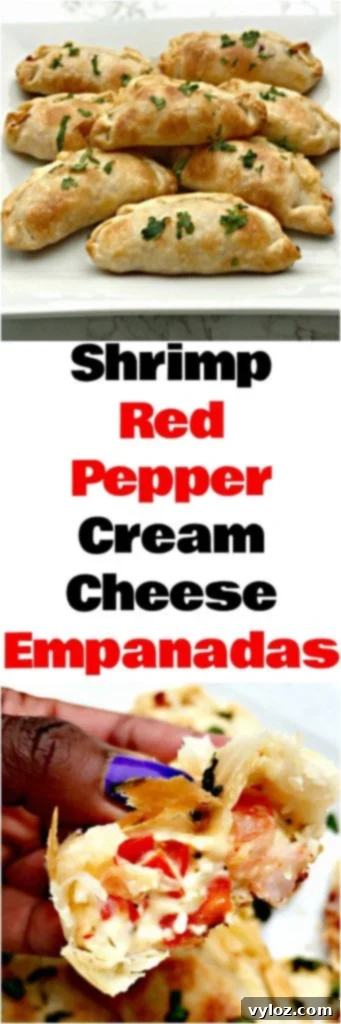 Savory Shrimp Red Pepper Cream Cheese Empanadas 9 Pinterest Pin image for Shrimp Red Pepper Cream Cheese Empanadas