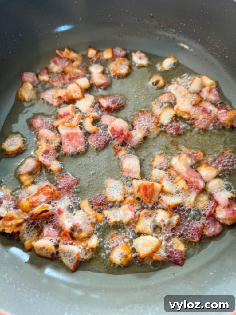 cooked bacon in a pan