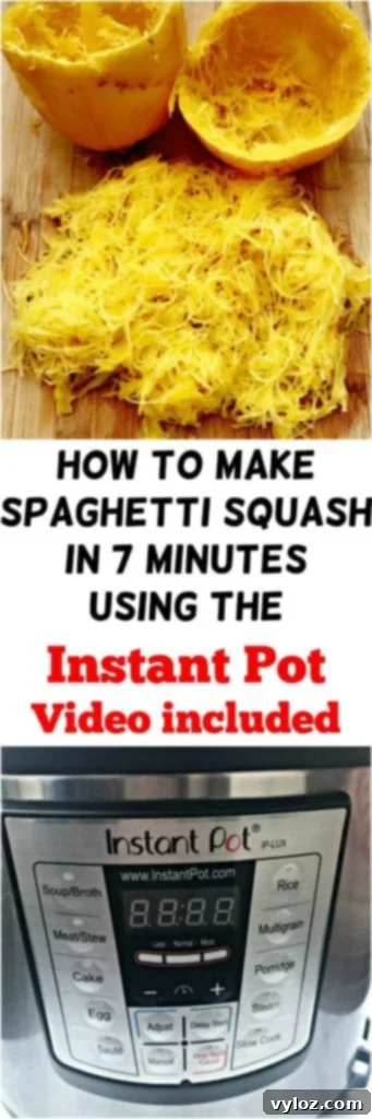 A close-up of spaghetti squash strands, illustrating how easy it is to make this low-carb vegetable in just 7 minutes using an Instant Pot.