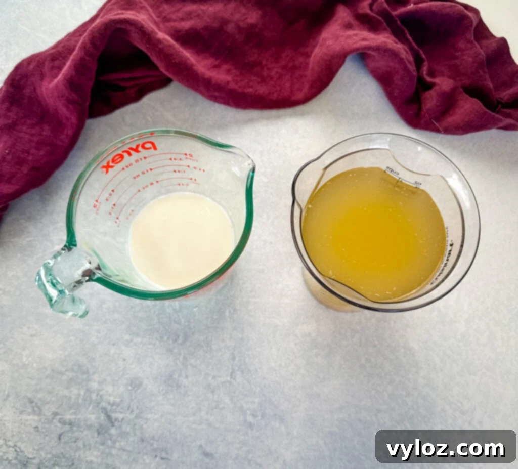 Velvety Buttermilk Mash 6 buttermilk and chicken broth in separate cups