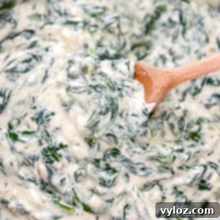 Classic Southern Creamed Spinach, Fresh or Frozen 12 steakhouse creamed spinach in a cast iron skillet