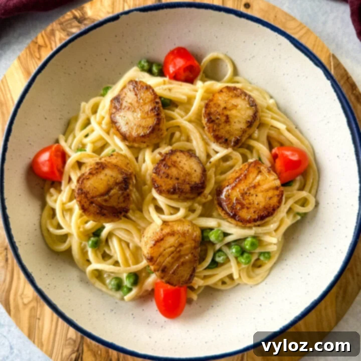 Scallops and Pasta in White Wine Sauce