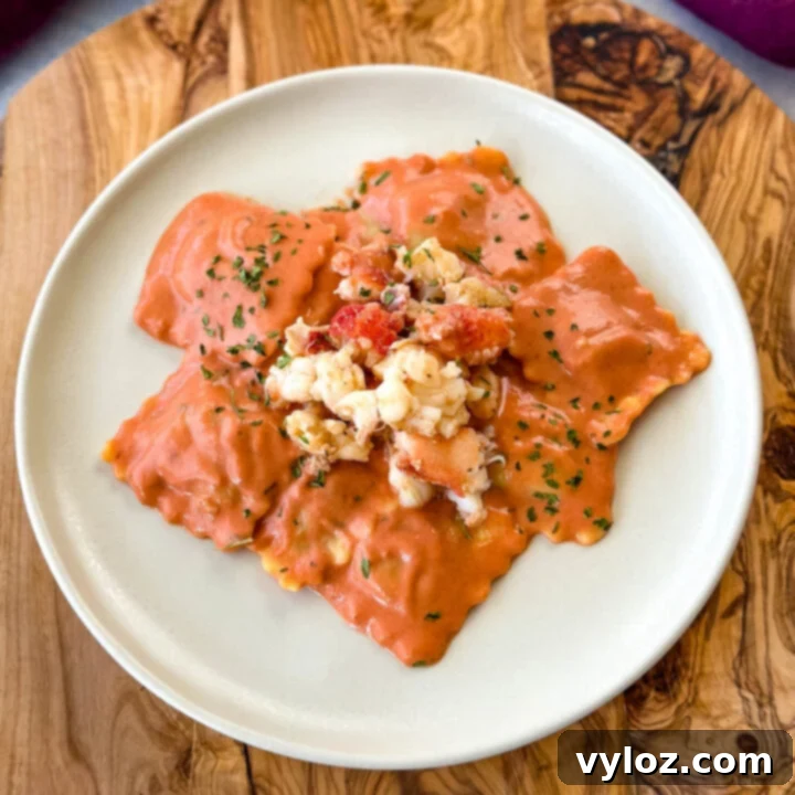 Lobster Ravioli with Tomato Cream Sauce