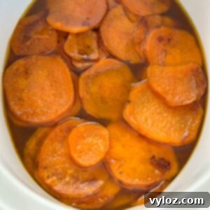 Sticky Sweet Slow Cooker Sweet Potatoes 9 candied sweet potatoes yams in a Crockpot slow cooker