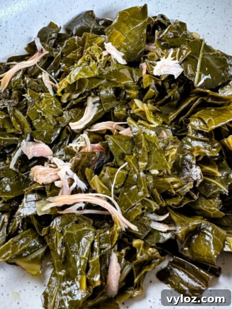 slow cooker Crockpot collard greens in a bowl
