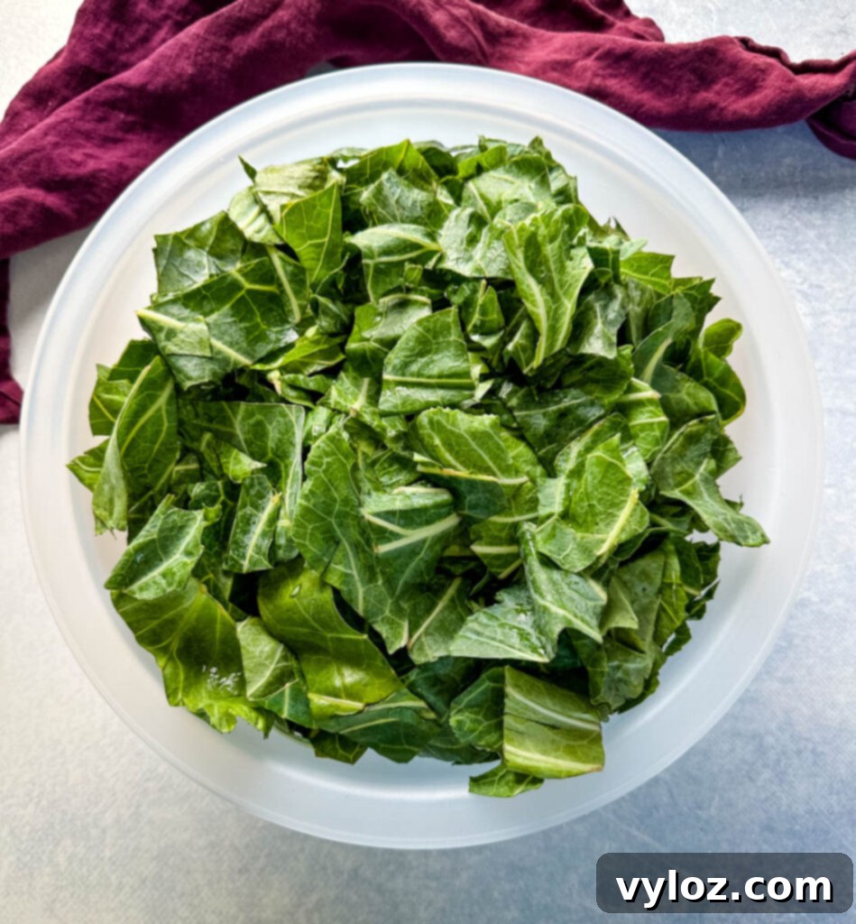fresh collard greens in a bowl