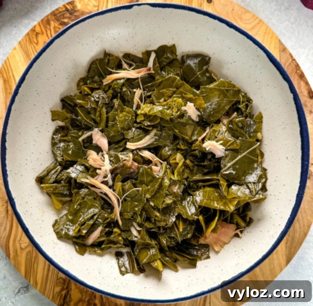 slow cooker Crockpot collard greens in a bowl