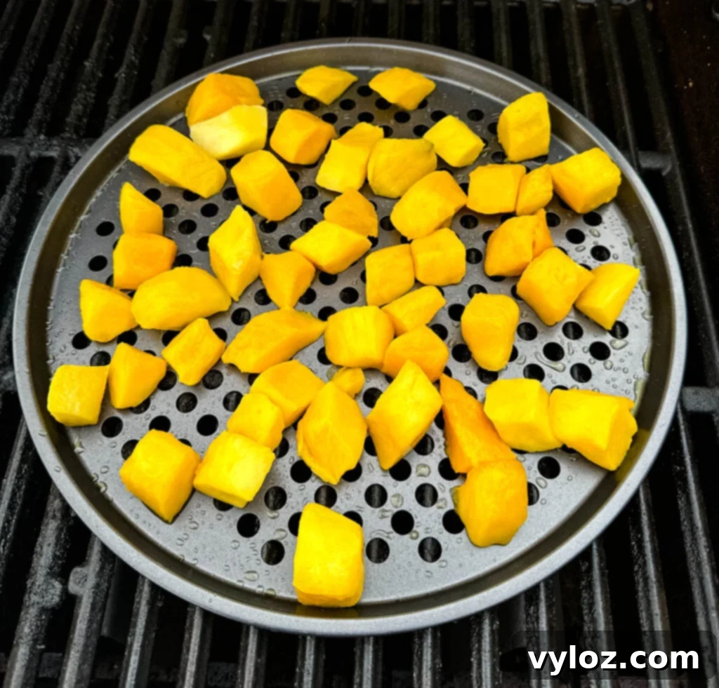 fresh mango on a grill