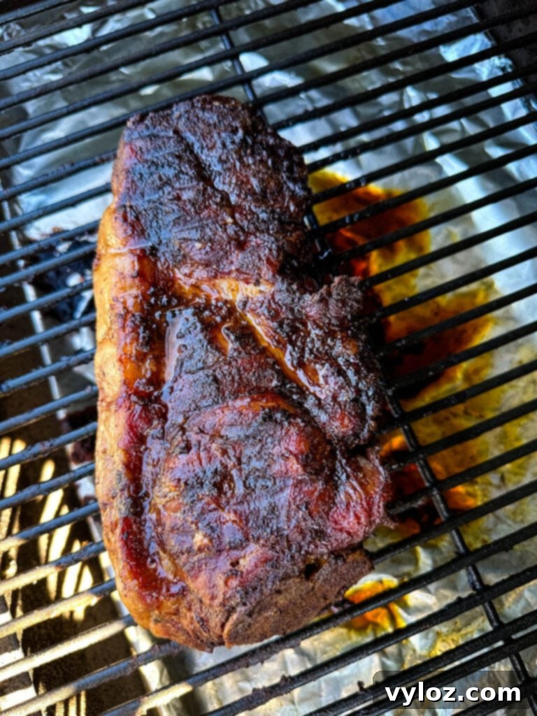 smoked pork shoulder on a Traeger smoker grill
