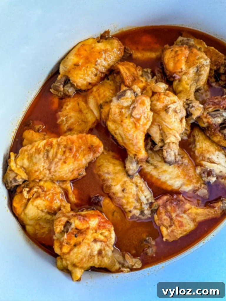 cooked chicken wings in a slow cooker Crockpot