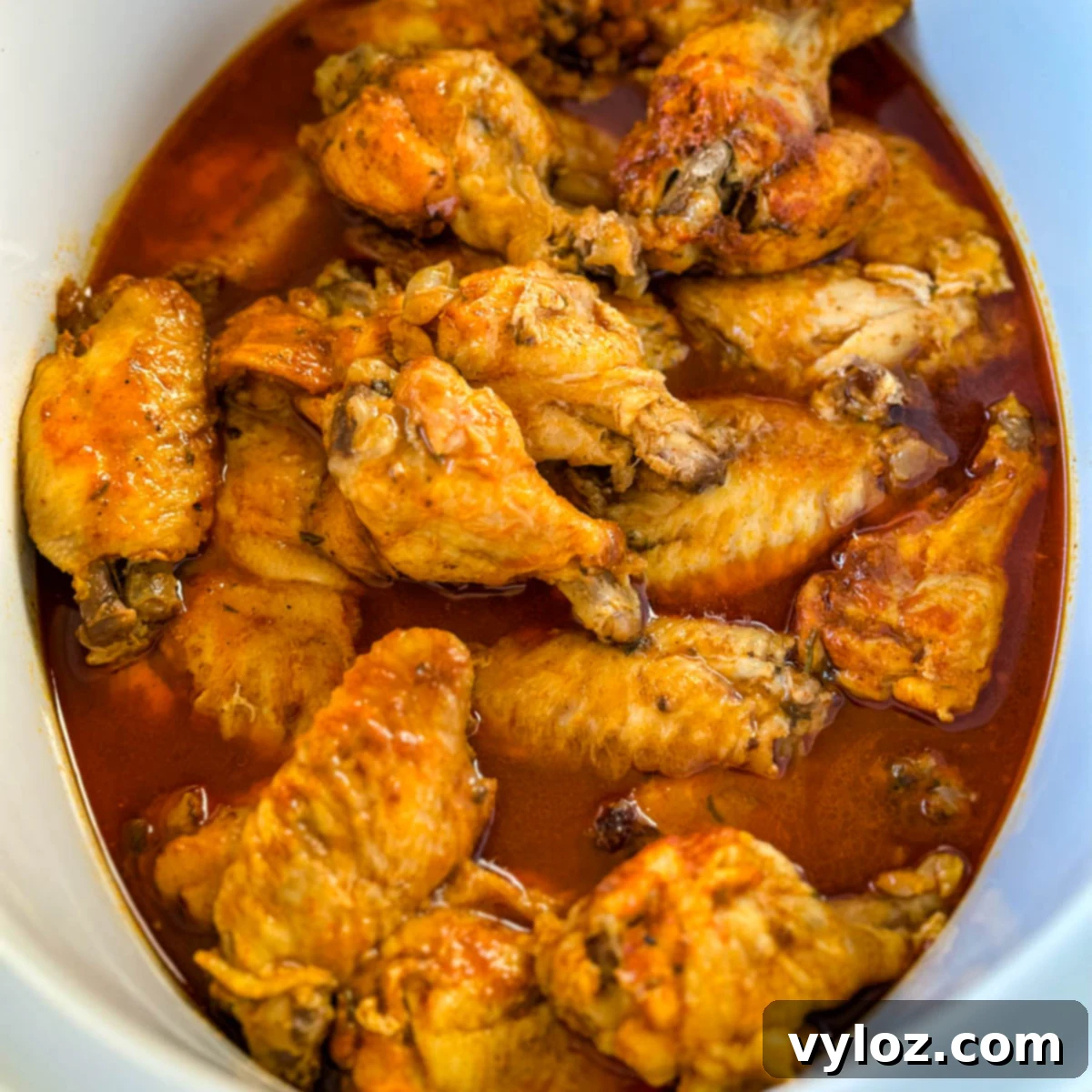 cooked chicken wings in a slow cooker Crockpot