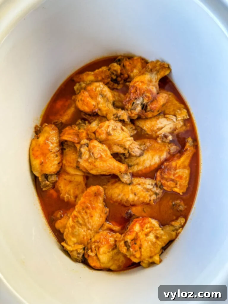 cooked chicken wings in a slow cooker Crockpot